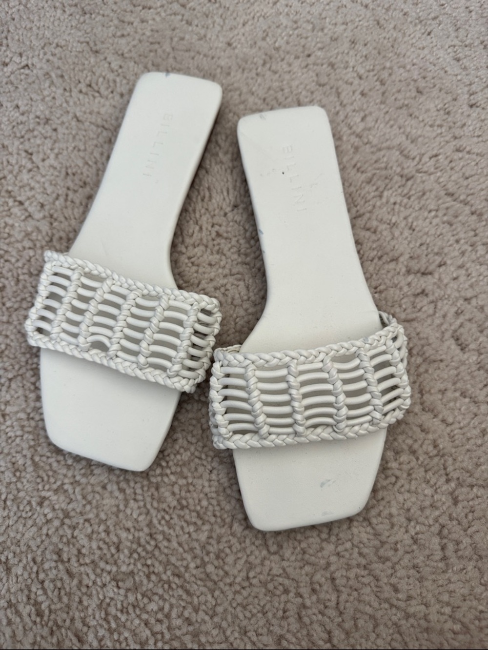 Billini White Braided Slide Sandals